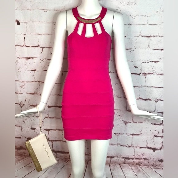 BarbieCore Y2K Hot Pink Bandage Body Con Minidress Size Small - Picture 11 of 15